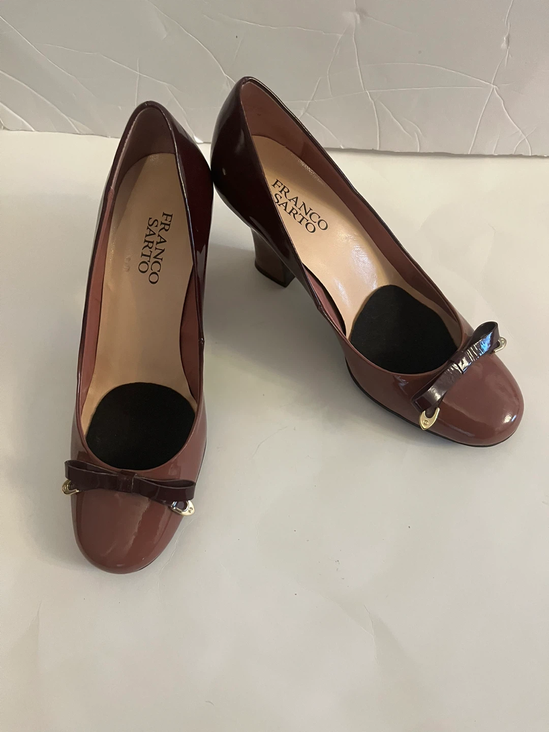 Franco Sarto Burgundy Patent Bow Heels