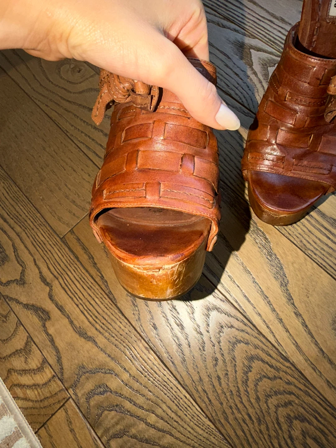 Miu Miu Vintage Brown Leather Bow Platform Clogs - photo 5