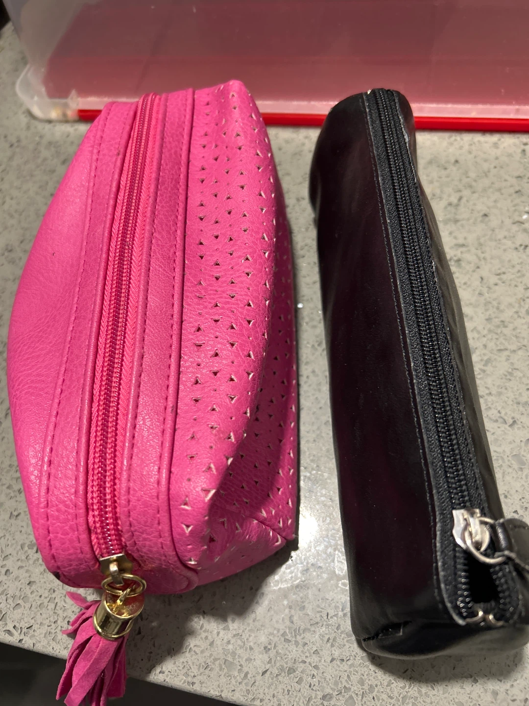 Set of 2 Cosmetic Bags - Pink & Black