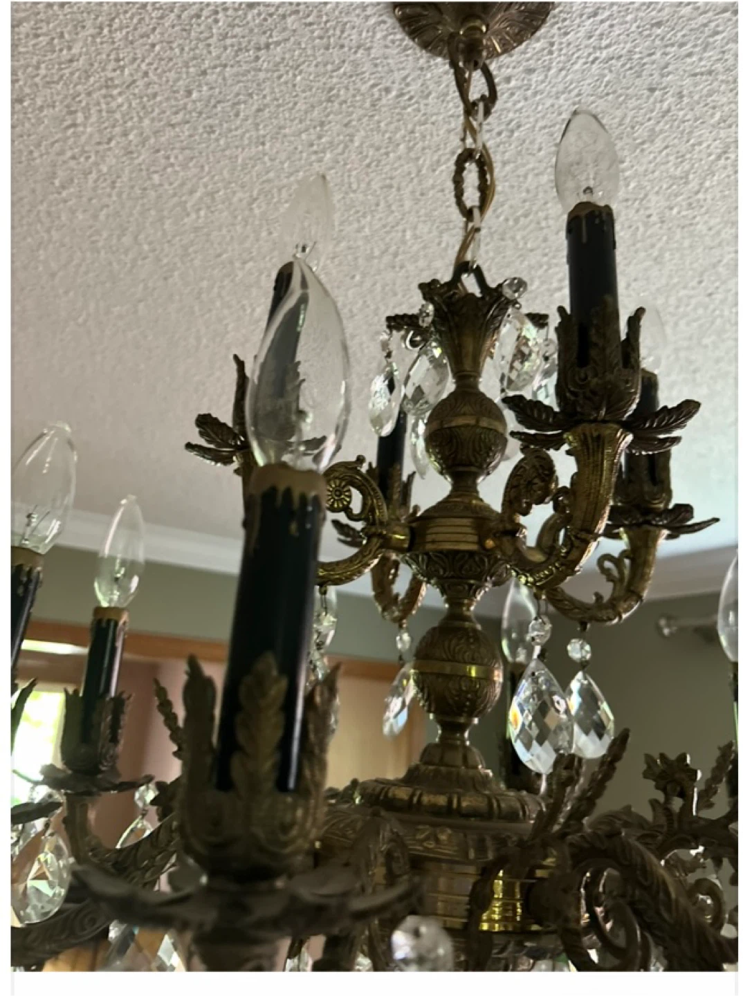 Antique Brass Chandelier with Crystal Accents - photo 2