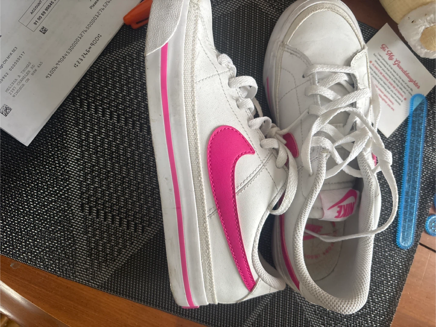 Nike White and Pink Sneakers size 4Y