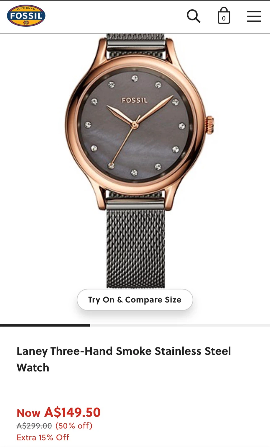 Fossil Laney Three-Hand Smoke Stainless Steel Watch - photo 4