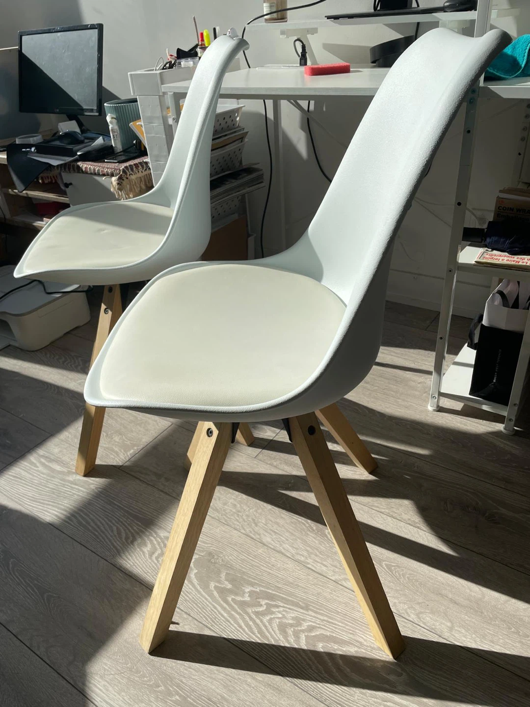 White Square Dining Table with 2 Chairs - photo 2