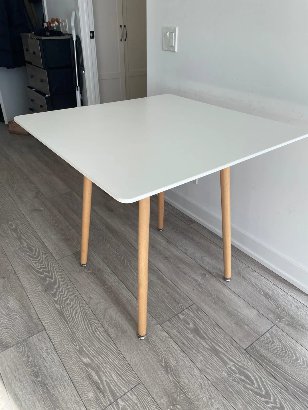 White Square Dining Table with 2 Chairs - photo 3