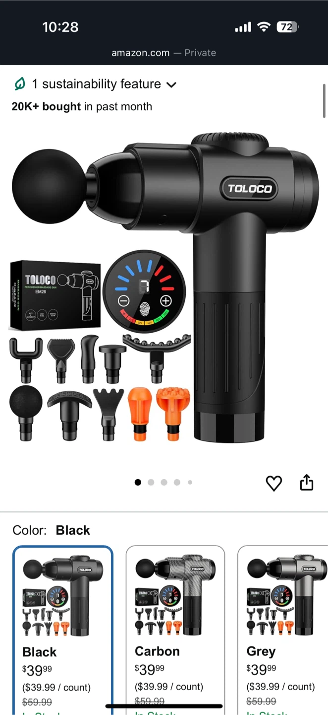TOLOCO EM26 Percussion Massage Gun - Black