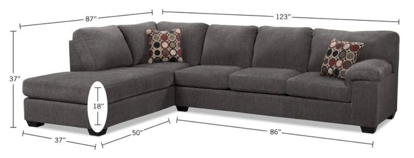 Grey L Seater Sectional Sofa Couch with storage ottoman - photo 4