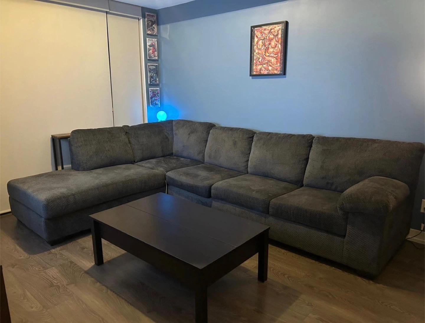 Grey L Seater Sectional Sofa Couch with storage ottoman