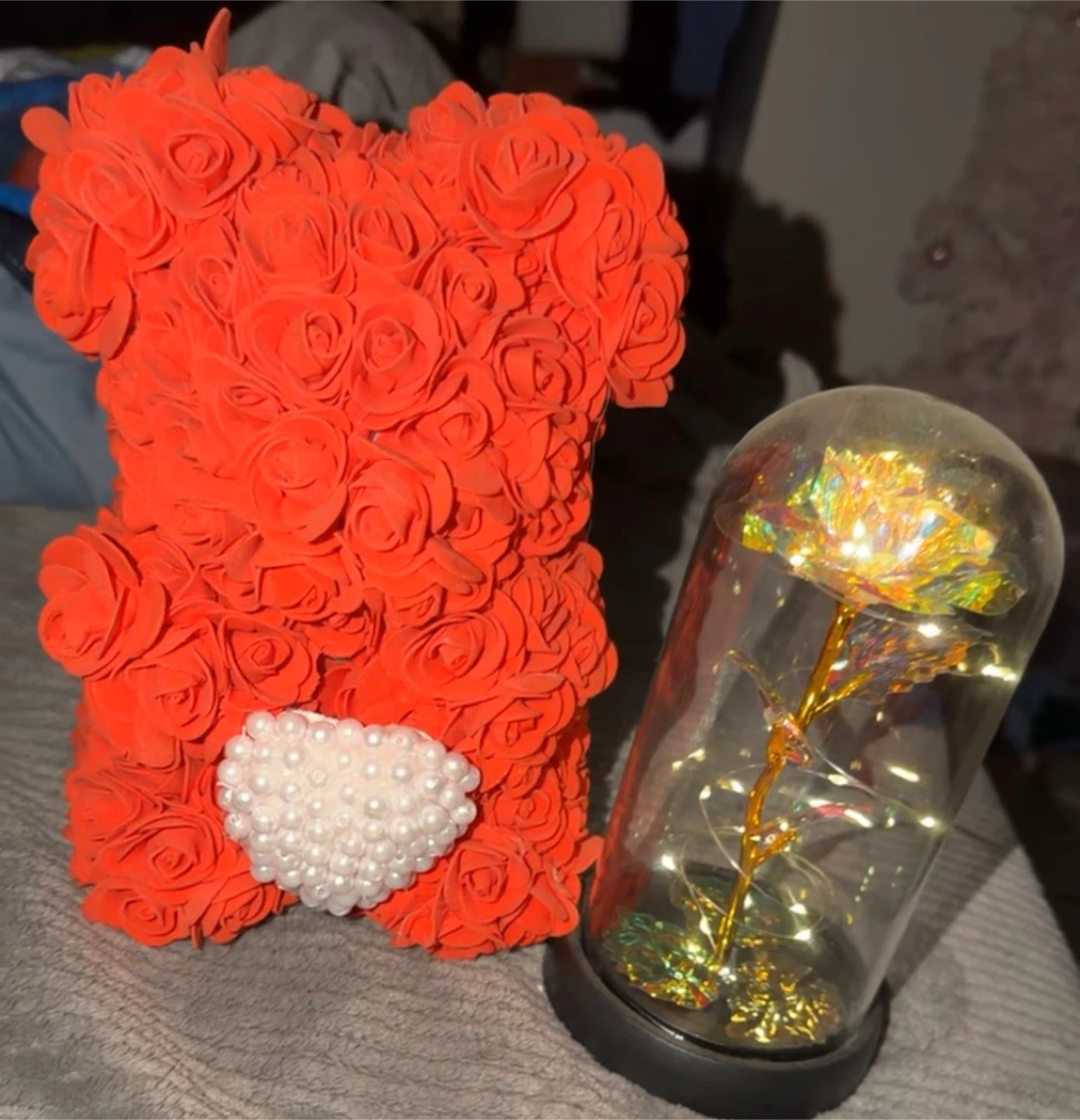 Rose Bear with LED Galaxy Rose Dome