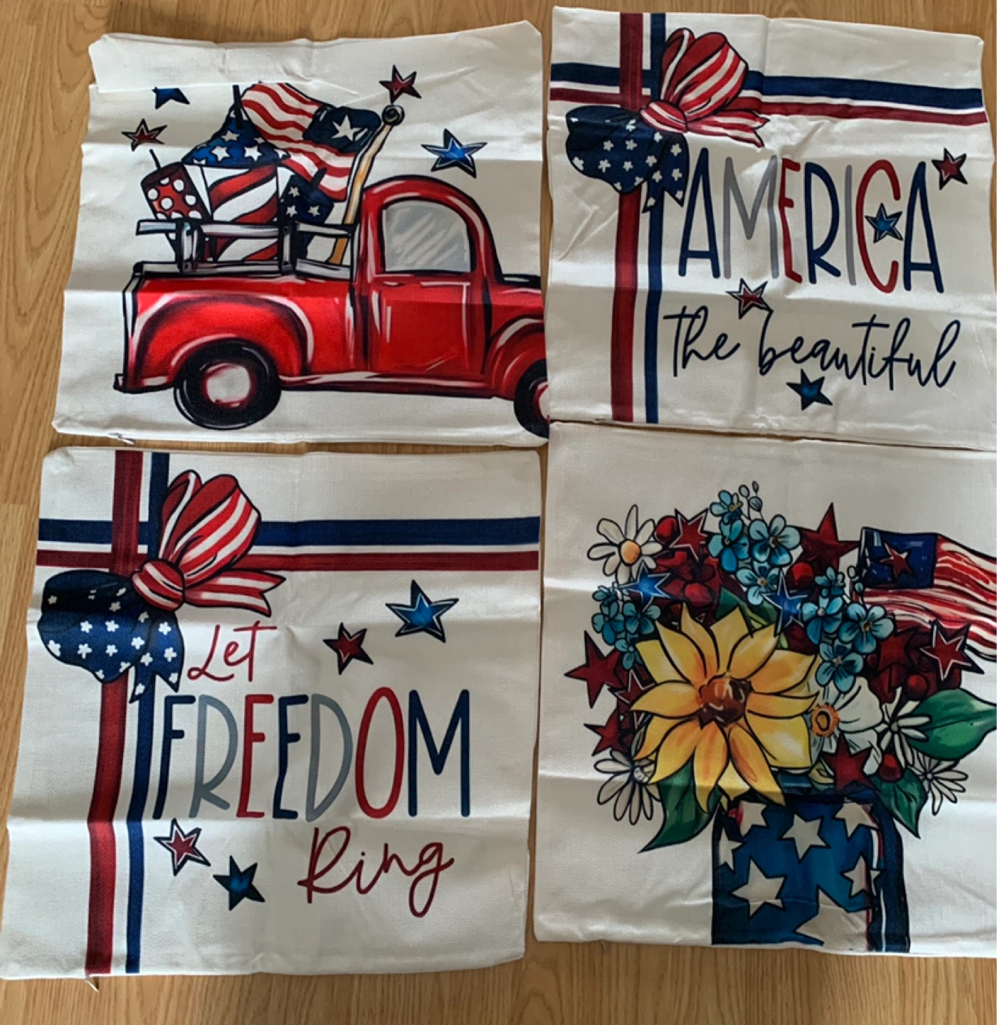 Set of 4 Patriotic Pillow Covers