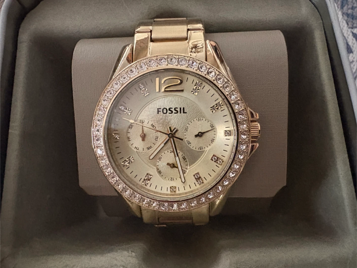Fossil Women's Gold Tone Watch with Crystal Bezel - photo 5