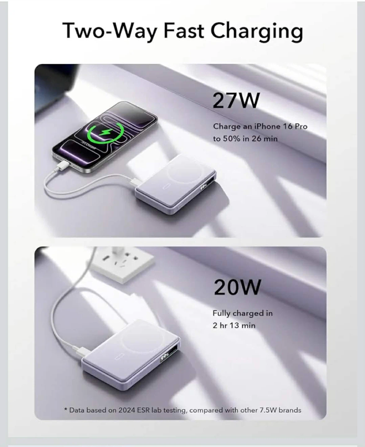 ESR Qi2 10,000mAh Magnetic Power Bank with Kickstand - photo 3