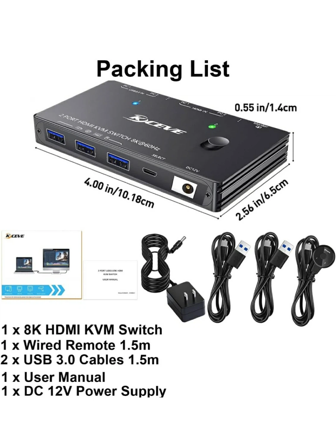 KCEVE 2 Port HDMI KVM Switch 8K@60Hz - photo 3
