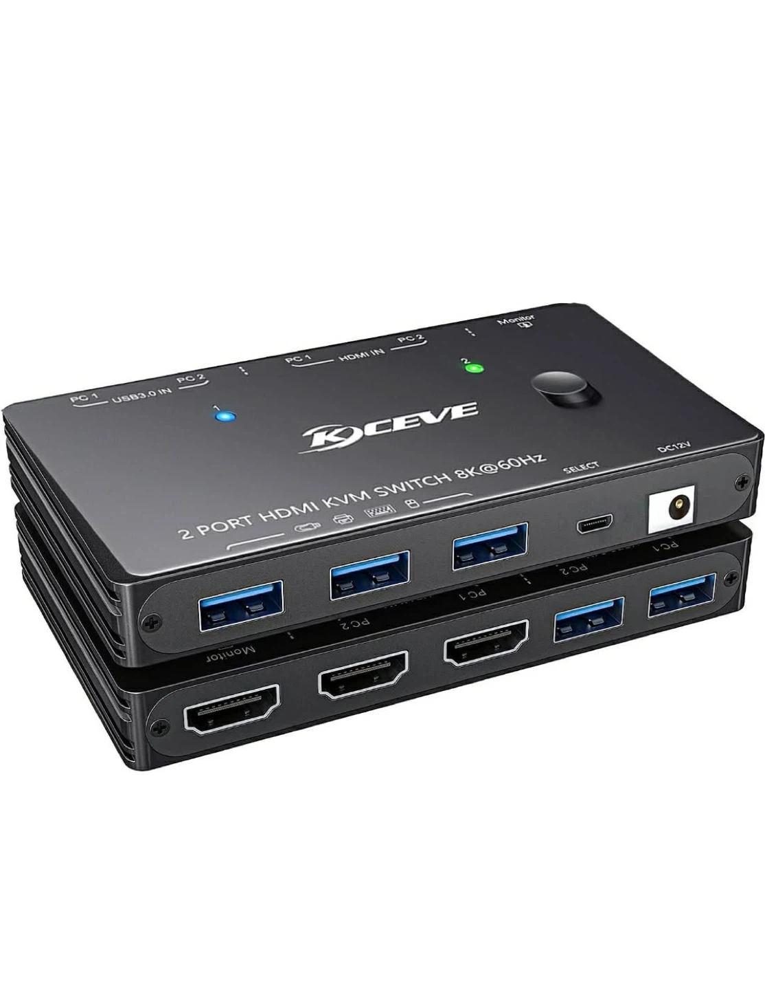 KCEVE 2 Port HDMI KVM Switch 8K@60Hz