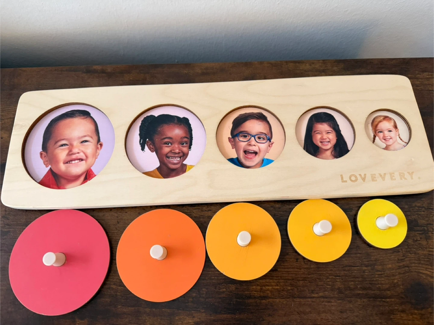 Lovevery Wooden Circle & Photo Puzzle Board