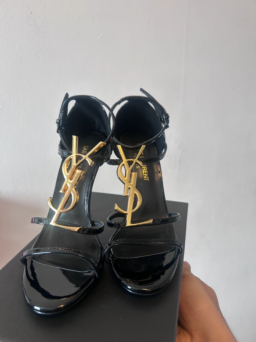 Saint Laurent Black Patent Leather YSL Heels