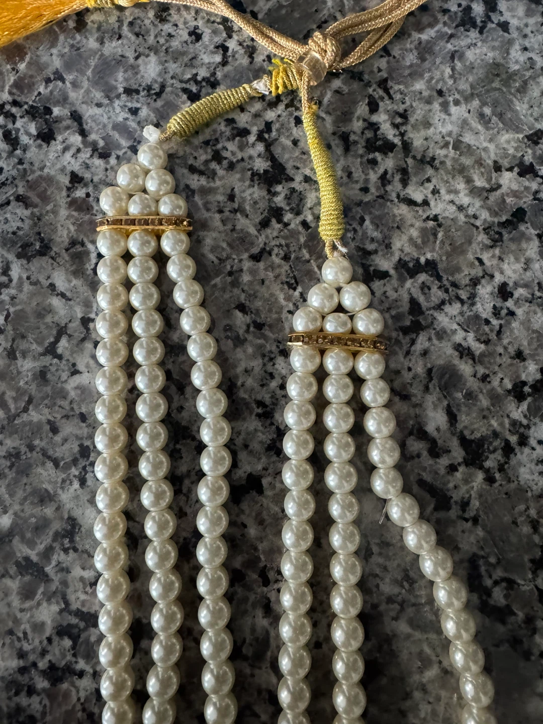 Multi-strand Faux Pearl Necklace with Gold Tassel - photo 2