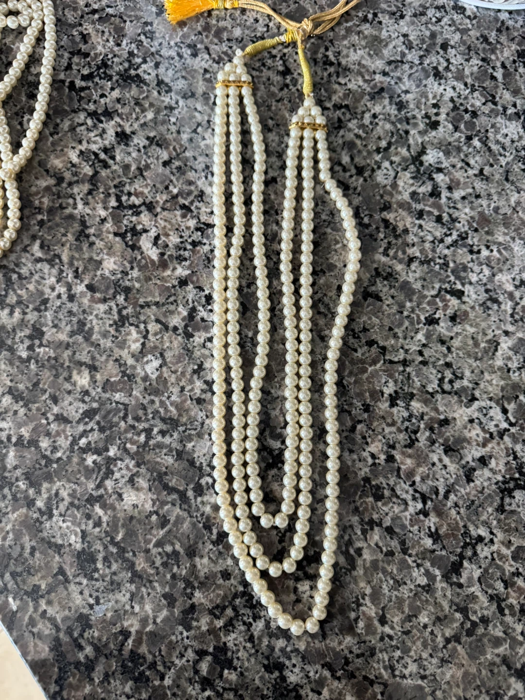 Multi-strand Faux Pearl Necklace with Gold Tassel - photo 4
