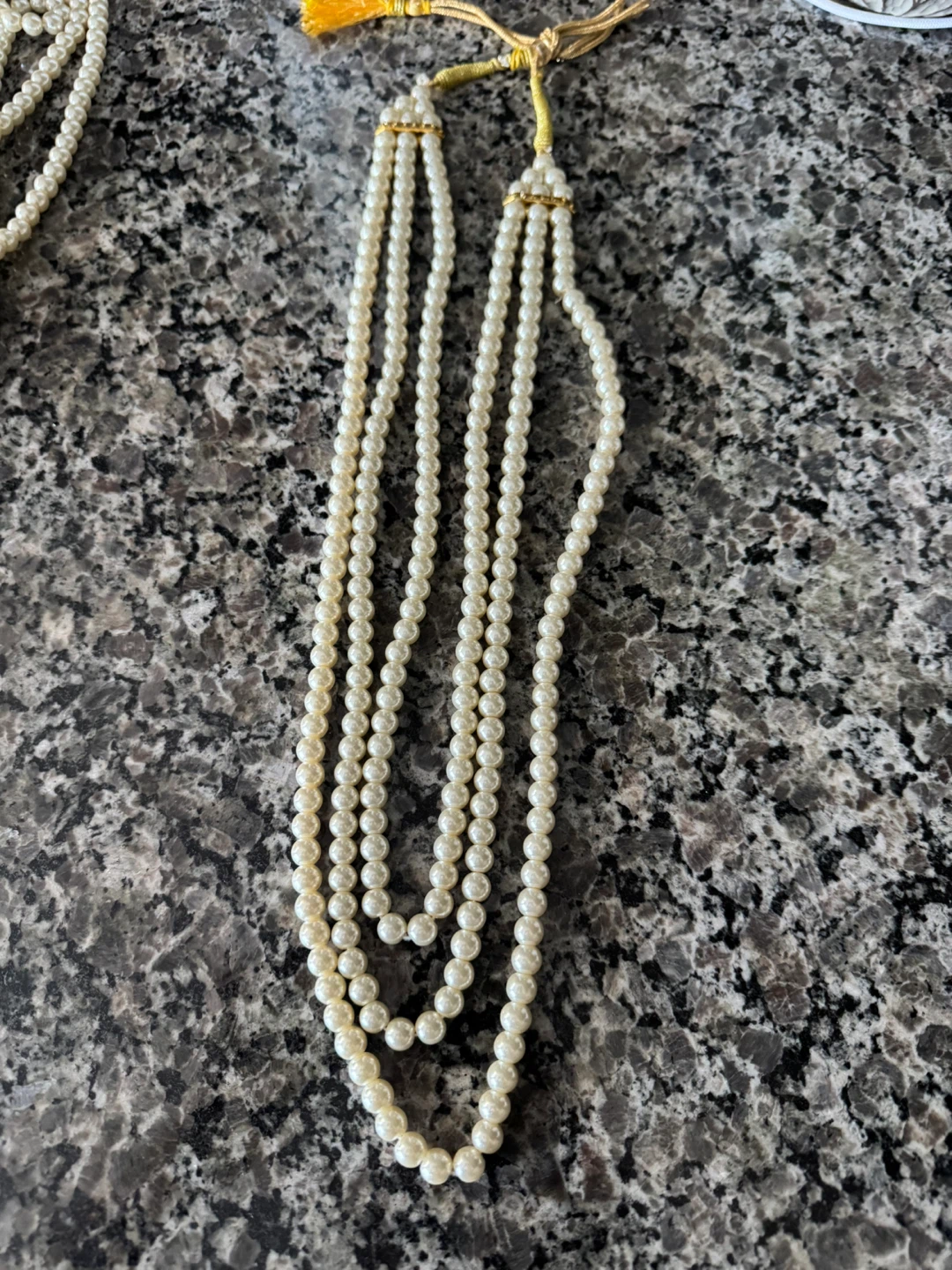 Multi-strand Faux Pearl Necklace with Gold Tassel - photo 3