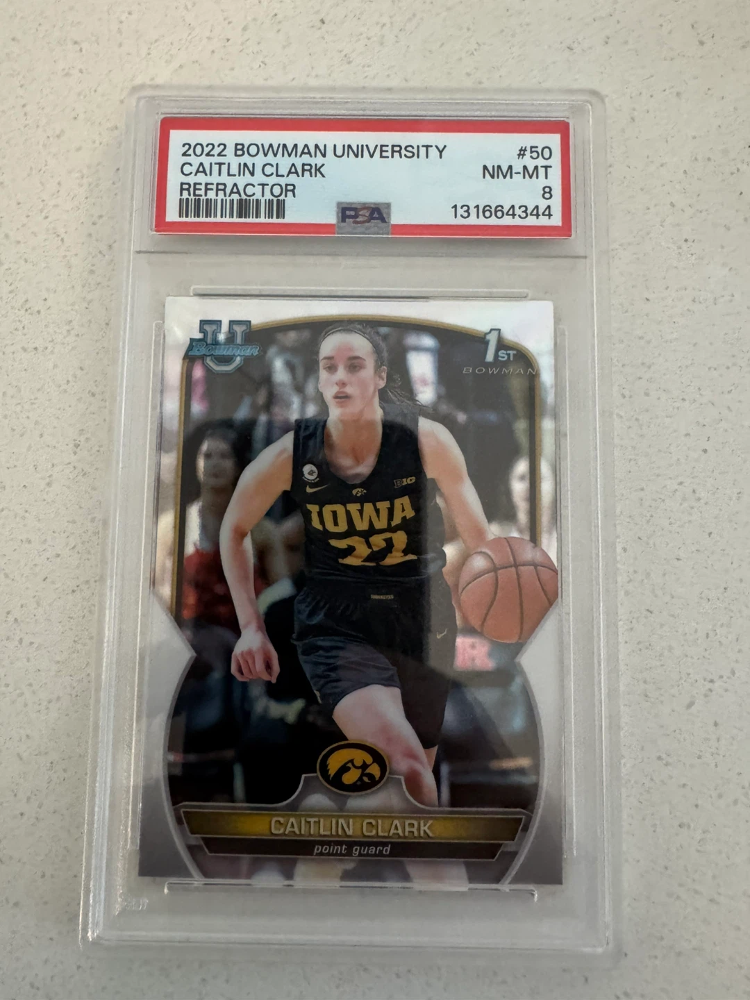 2022 Bowman University Caitlin Clark #50 Refractor Card