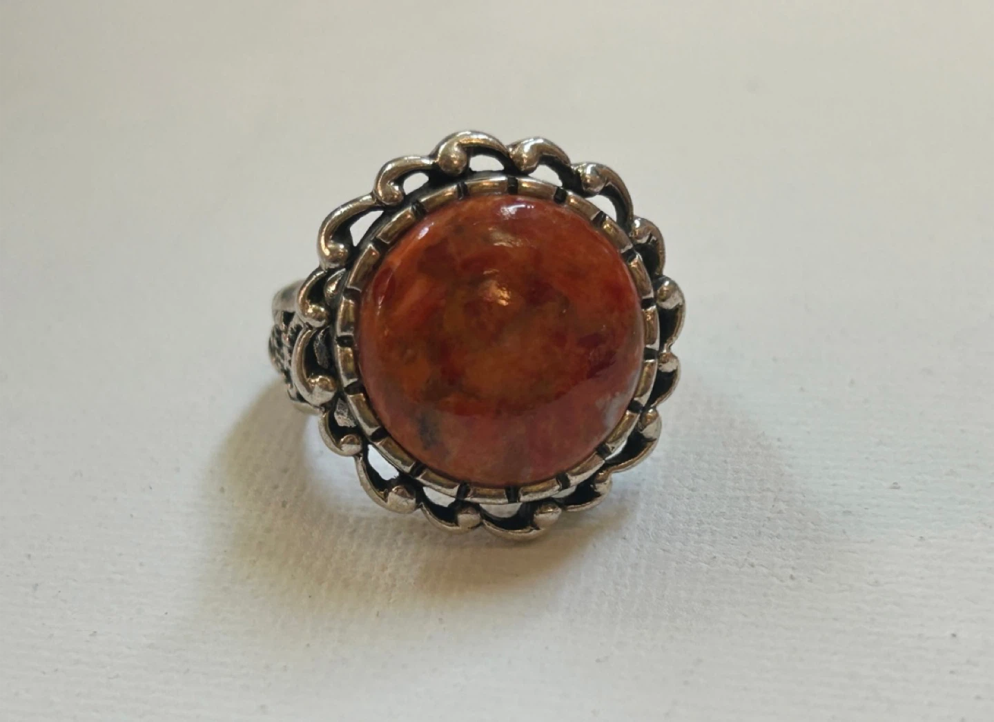 Sterling Silver Ring - Size 7 - Spiny Oyster Shell