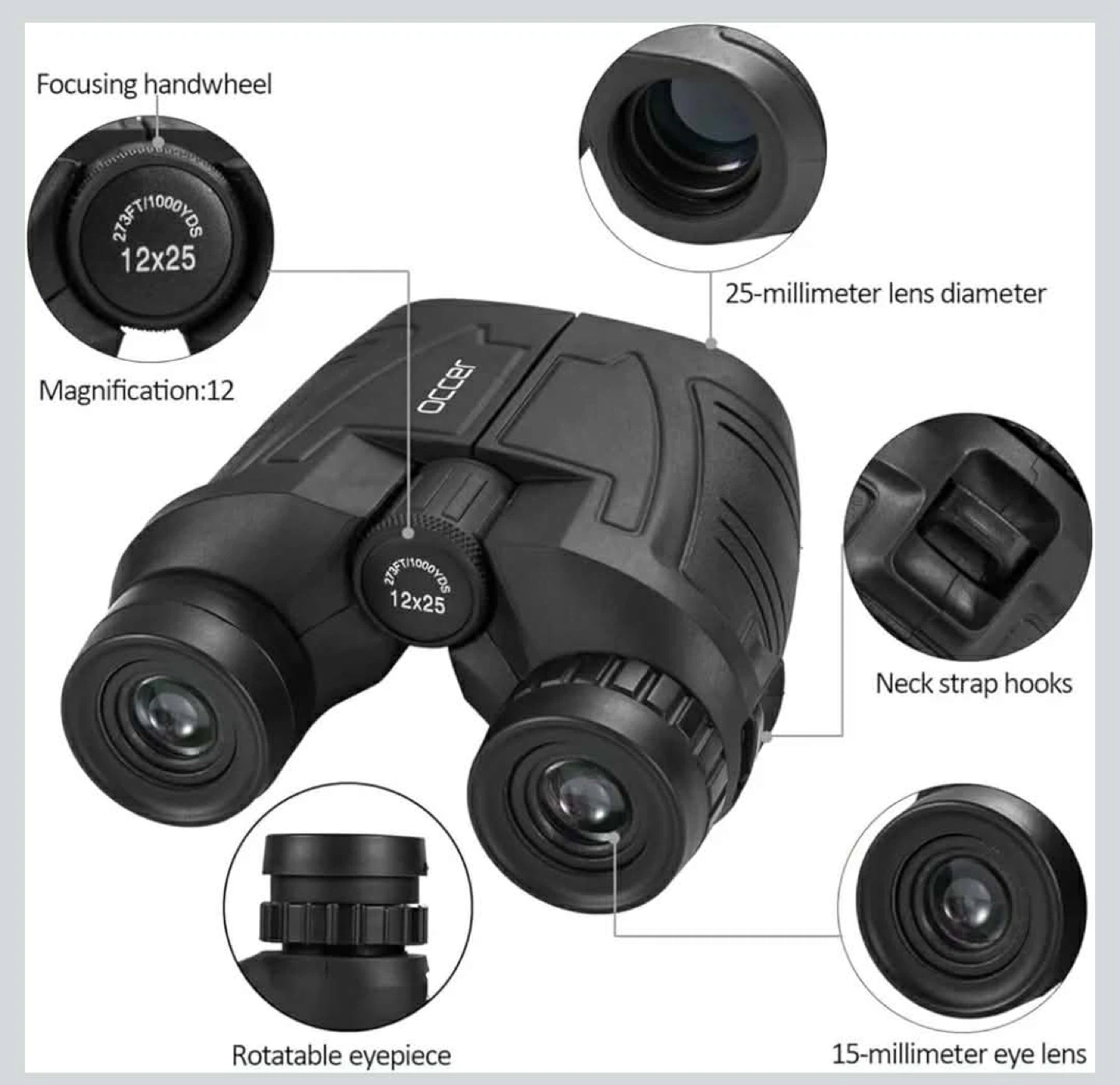 Occer 12x25 Binoculars with Carrying Pouch - photo 5