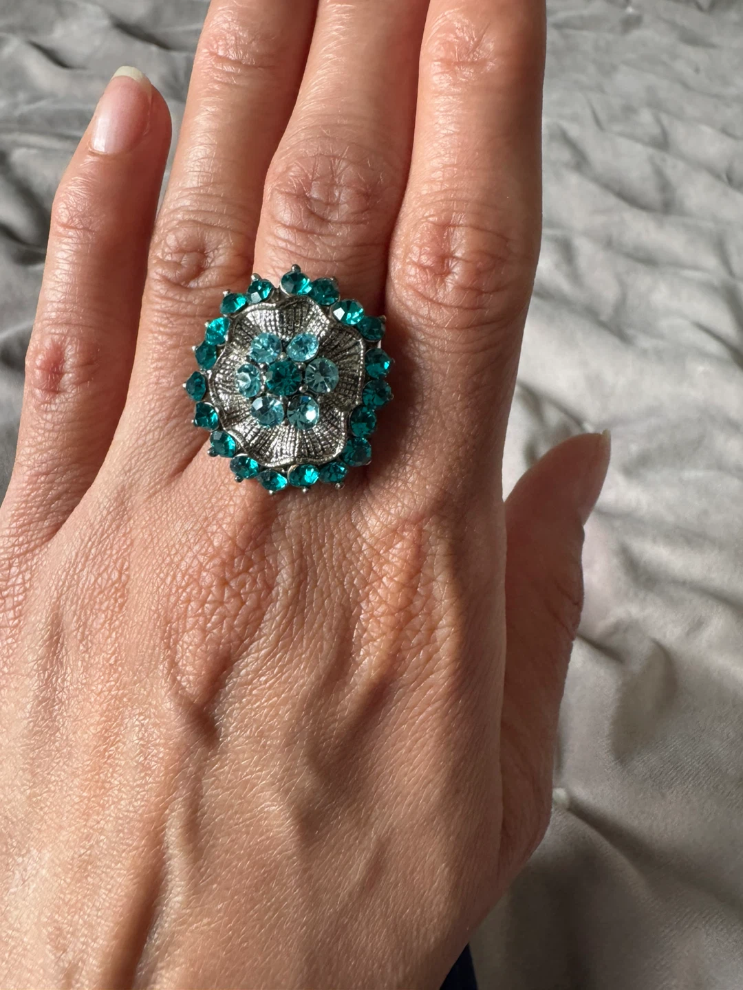 Statement Ring with Teal and Blue Stones - photo 2