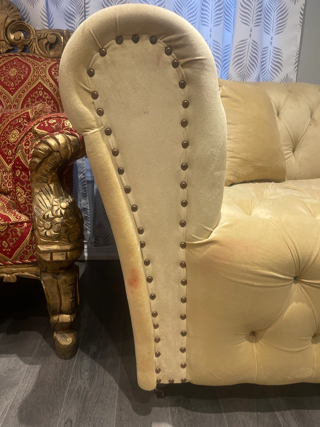 Yellow Velvet Chesterfield Sofa - photo 5