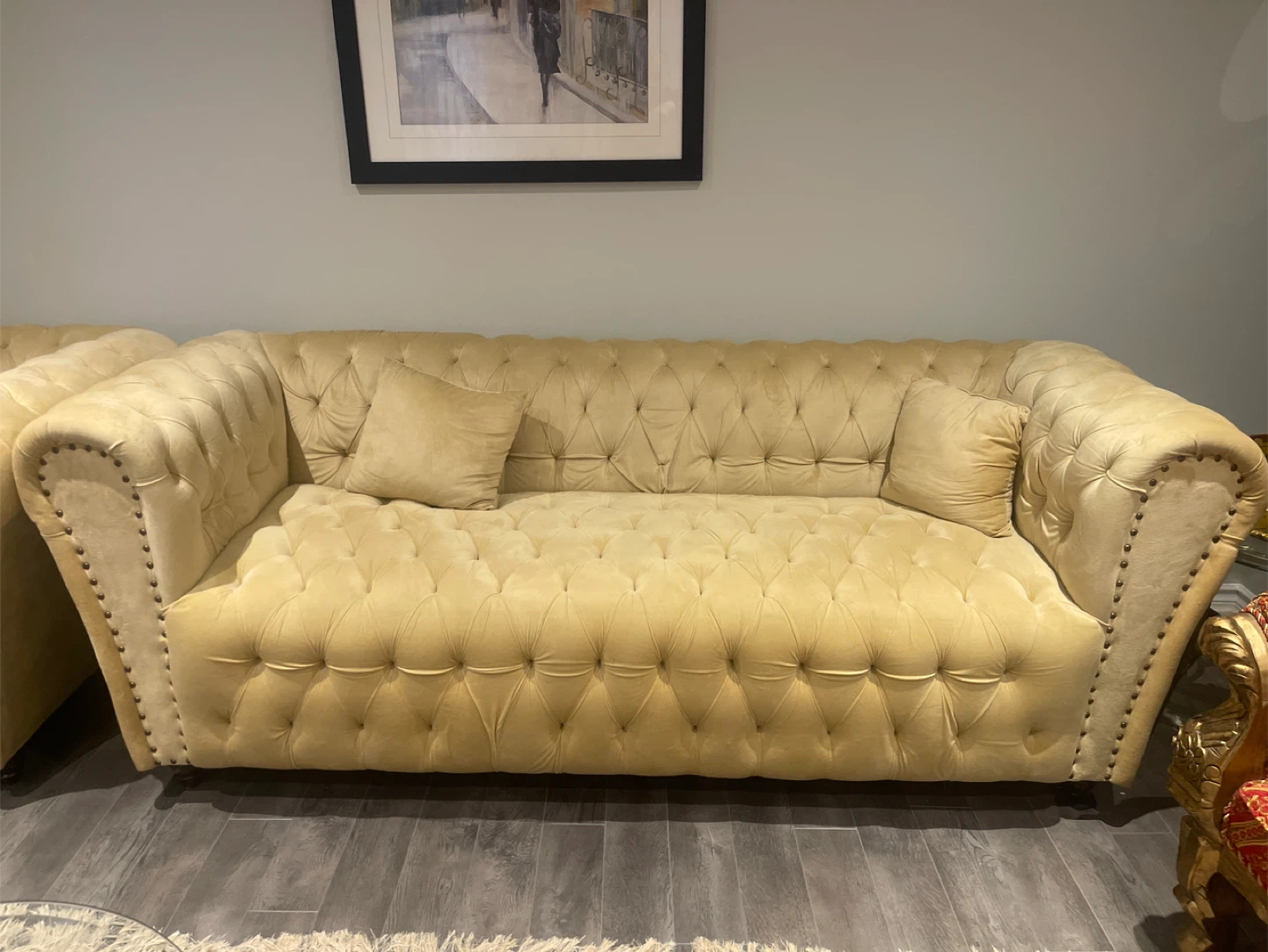 Yellow Velvet Chesterfield Sofa - photo 3