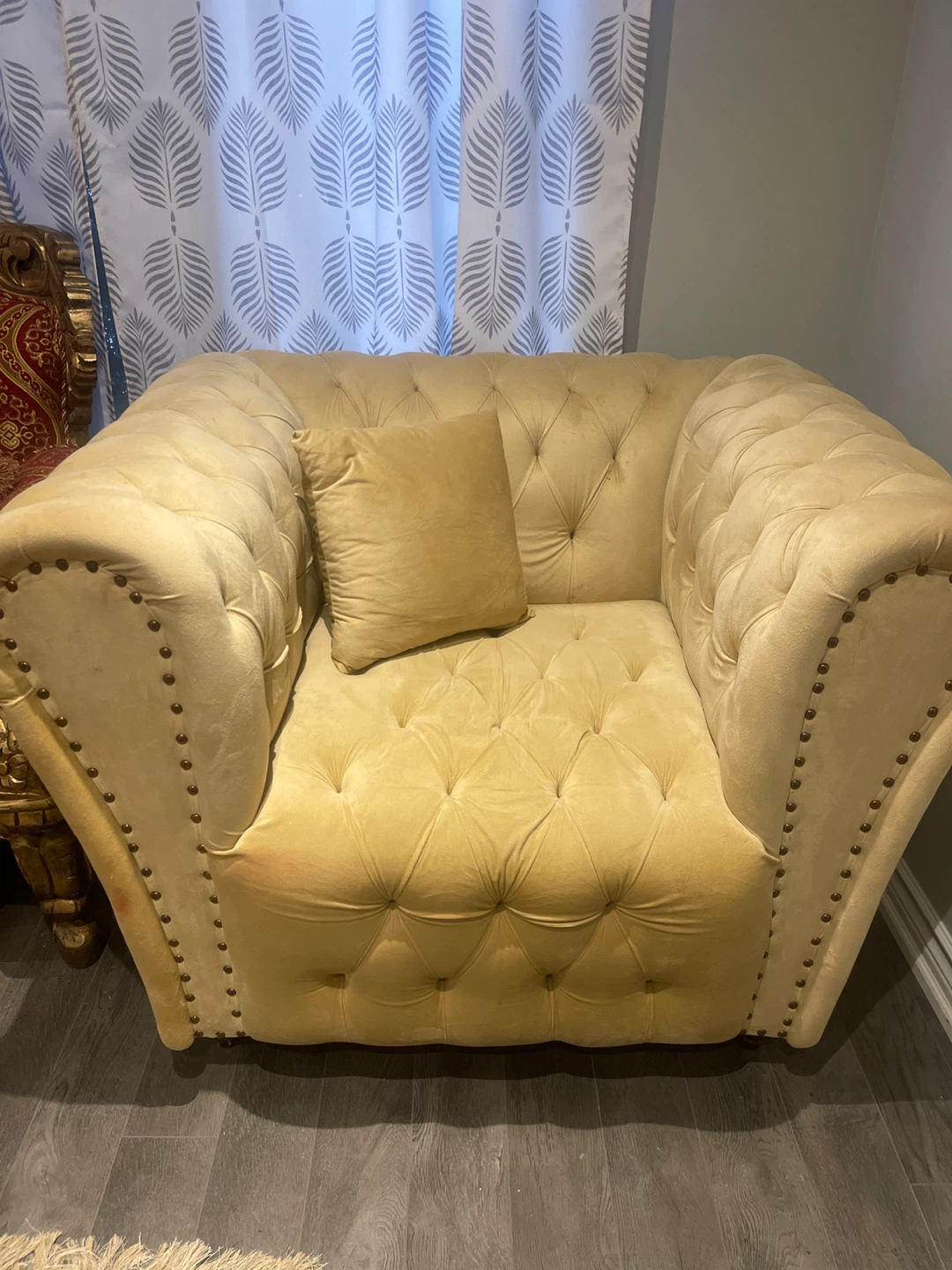 Yellow Velvet Chesterfield Sofa - photo 2
