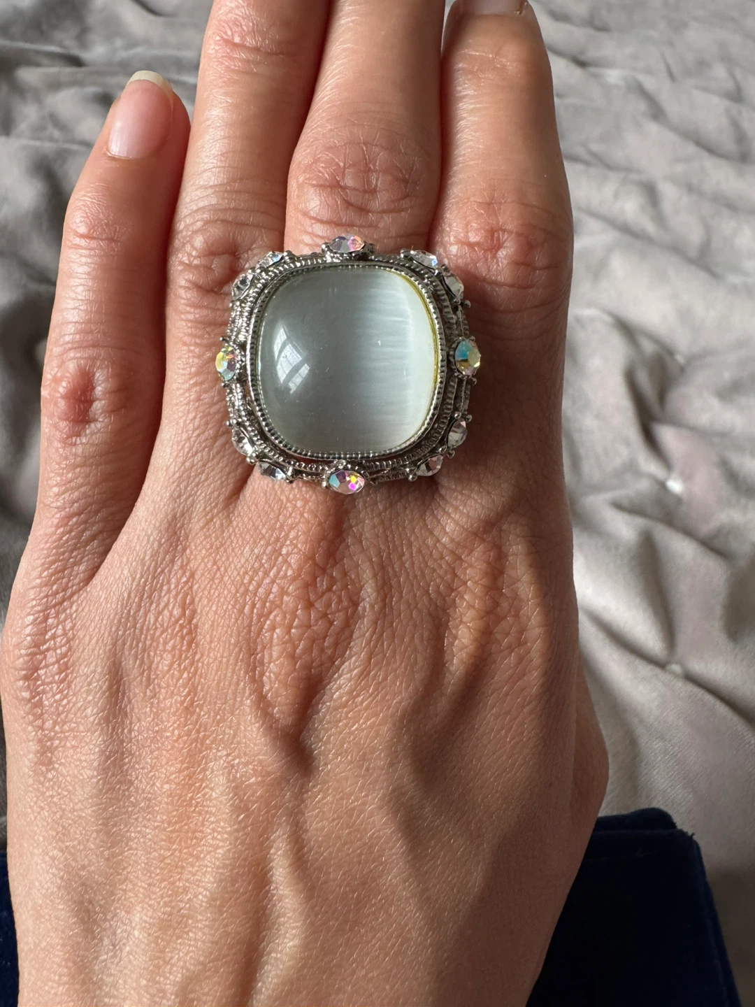 Oversized Statement Ring with Faux Gemstone