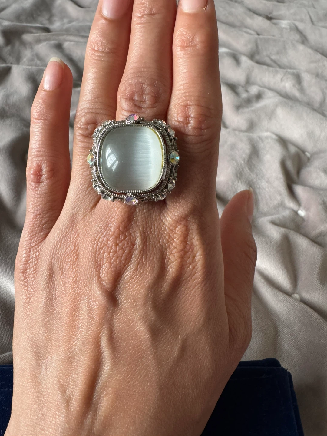 Oversized Statement Ring with Faux Gemstone - photo 2