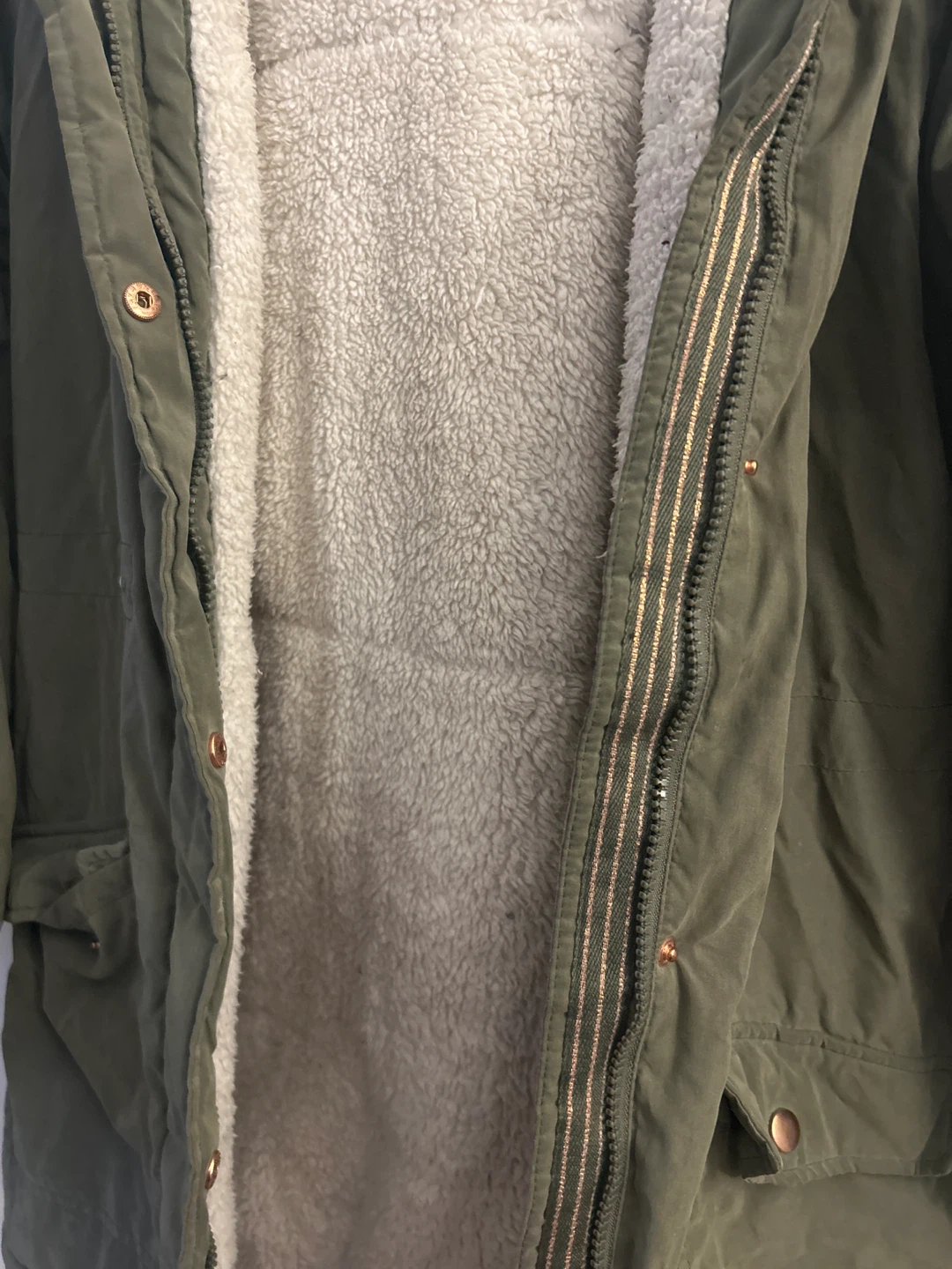 George Girls' Sherpa-Lined Parka Jacket - Olive Green - photo 2