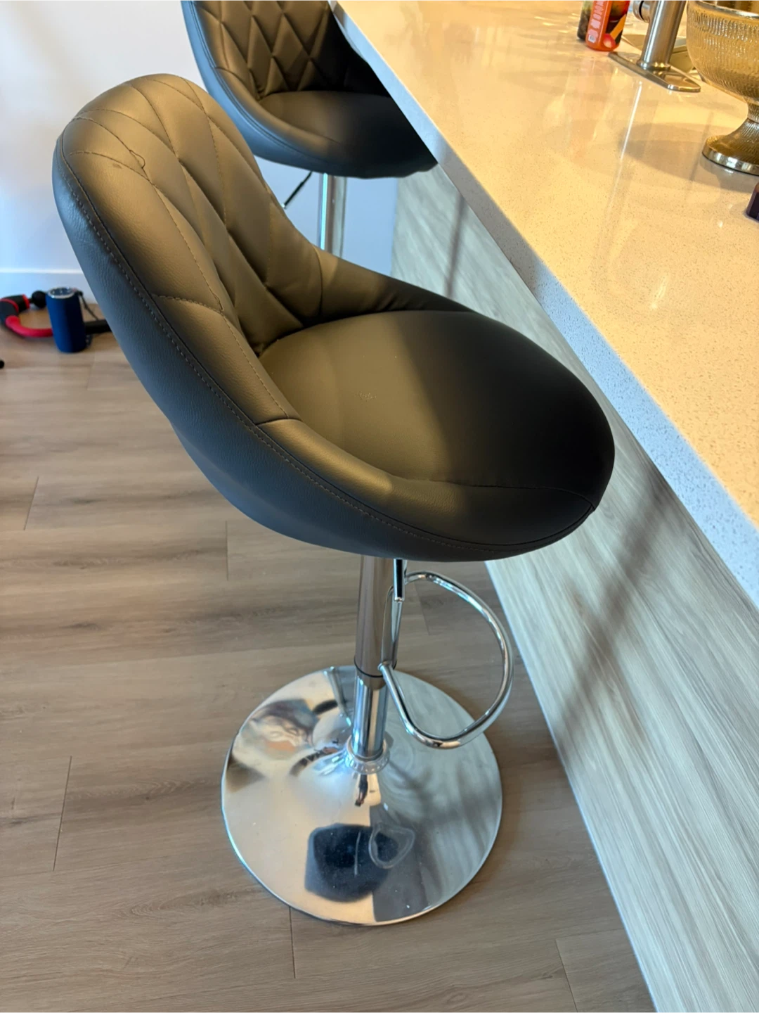 Bar Stools (Set of 2) - Grey Faux Leather - photo 3