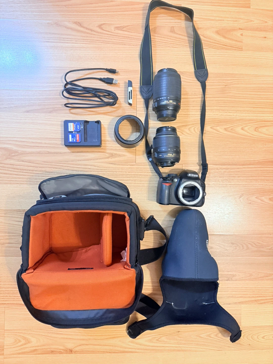 Nikon D3200 DSLR Camera with Two Lenses and Bag