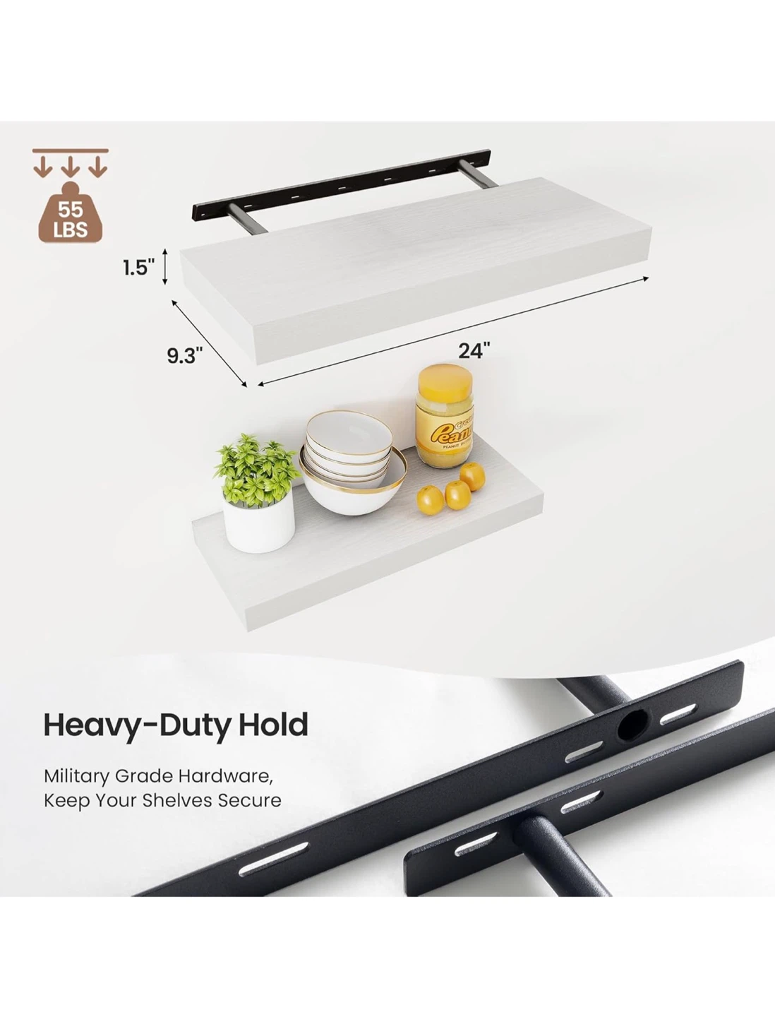 Vivelove White Floating Shelves - Set of 2 FS24 - photo 3