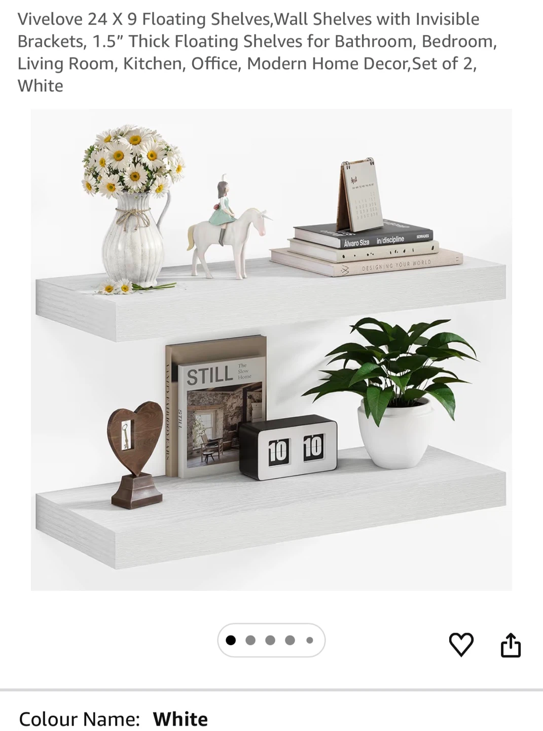 Vivelove White Floating Shelves - Set of 2 FS24