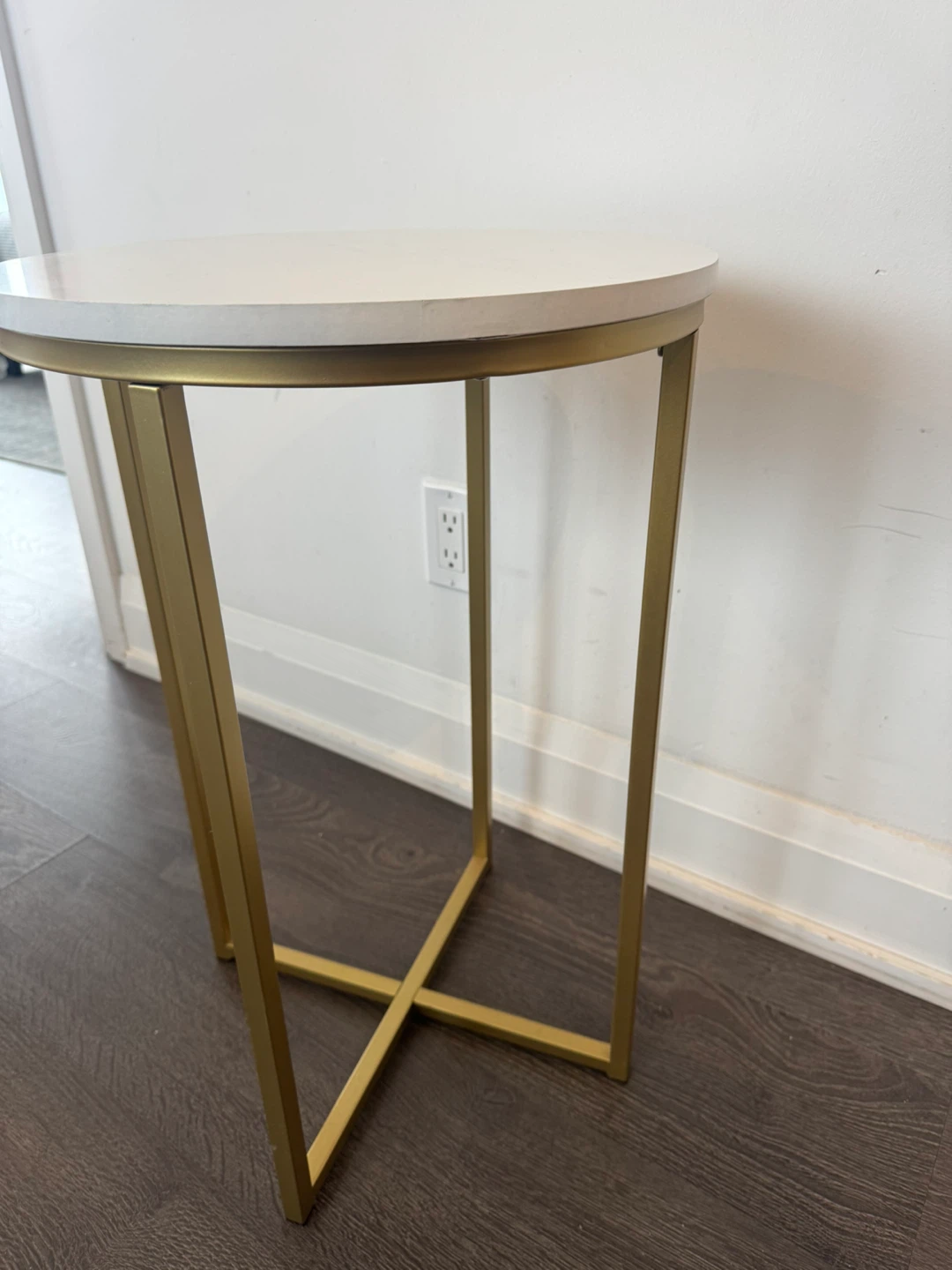 Round Marble Top Side Table with Gold Base - photo 5