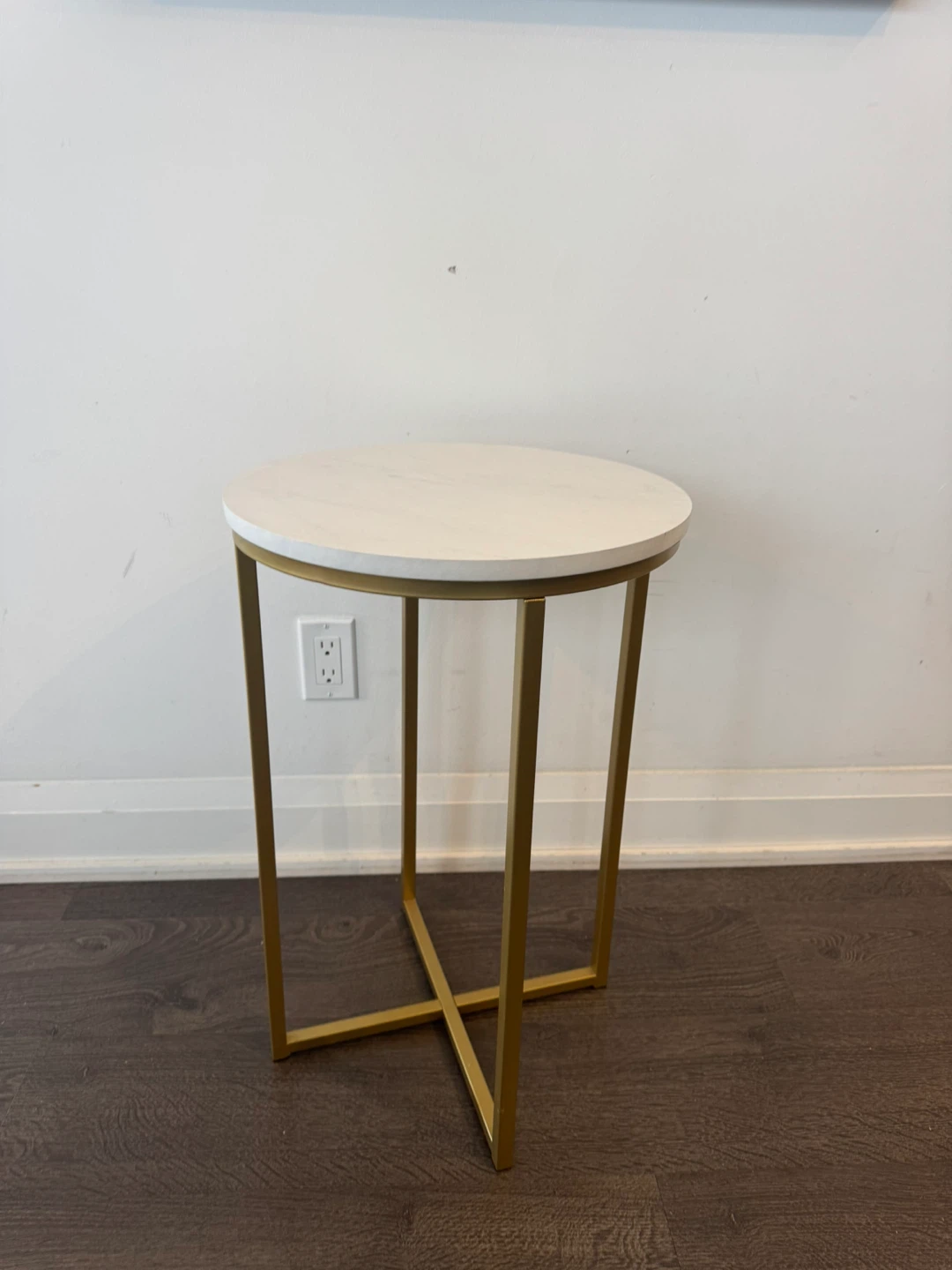 Round Marble Top Side Table with Gold Base - photo 3