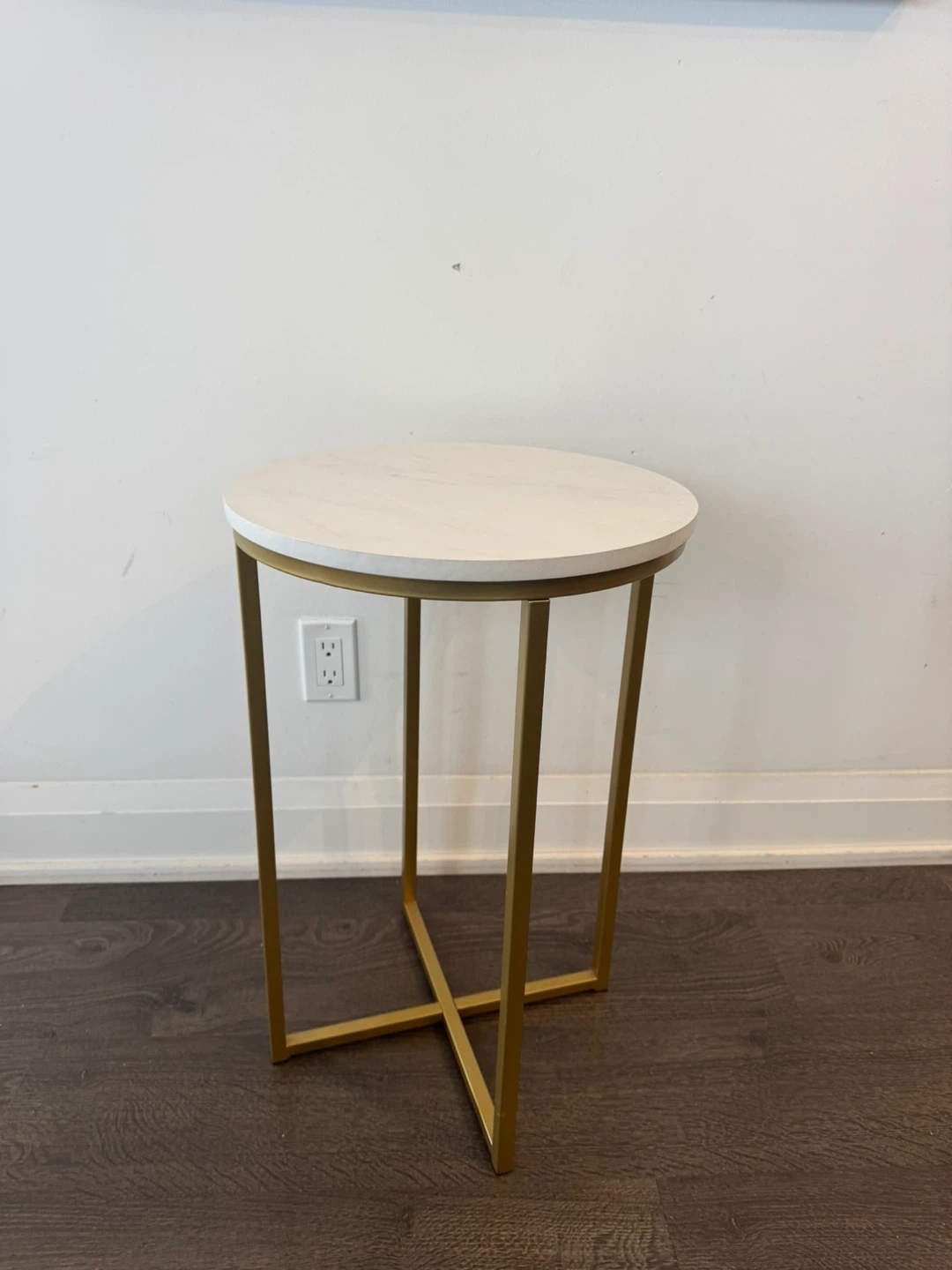 Round Marble Top Side Table with Gold Base - photo 2