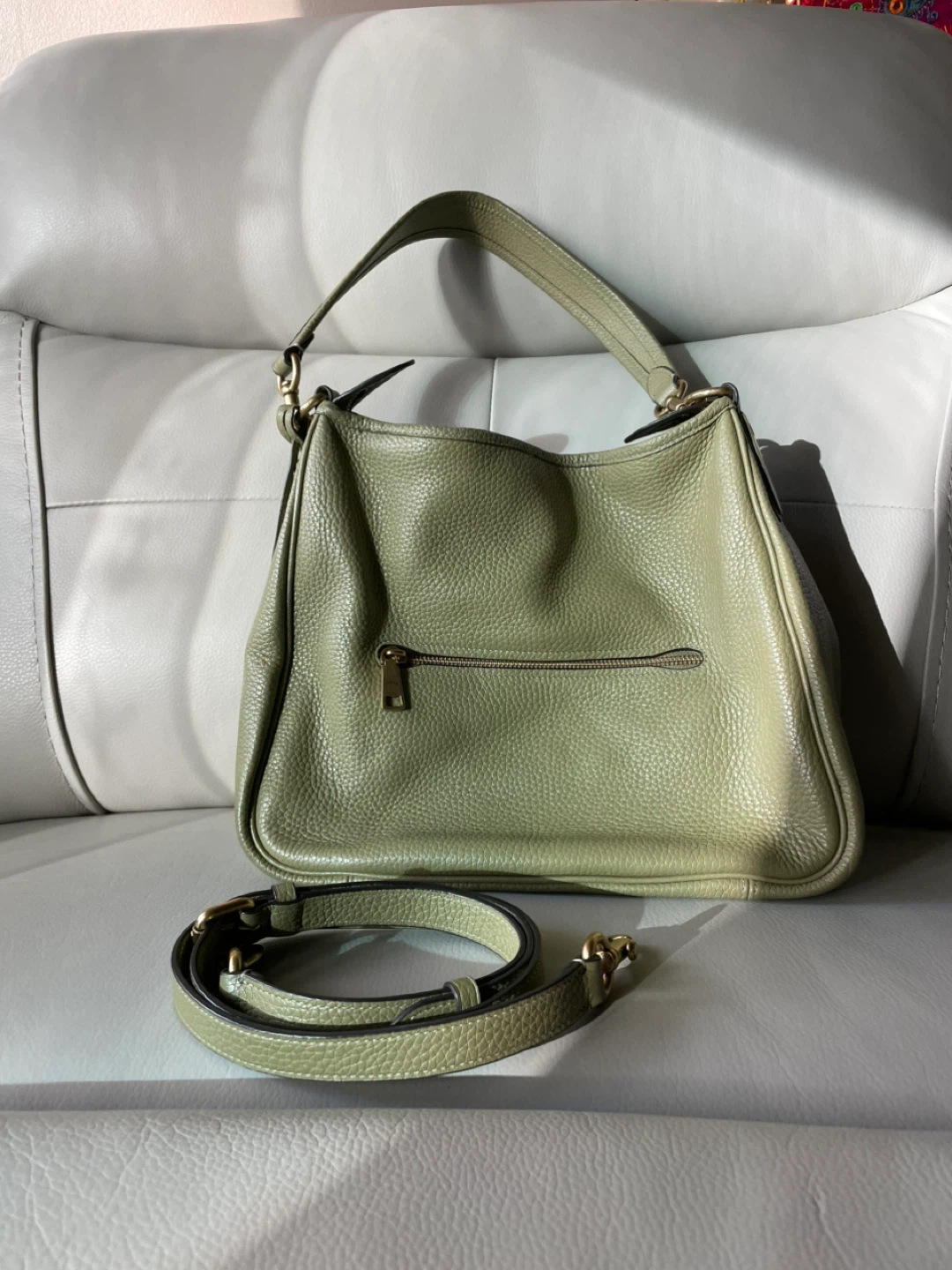 Coach Pebbled Leather Shoulder Bag - Olive Green - photo 2