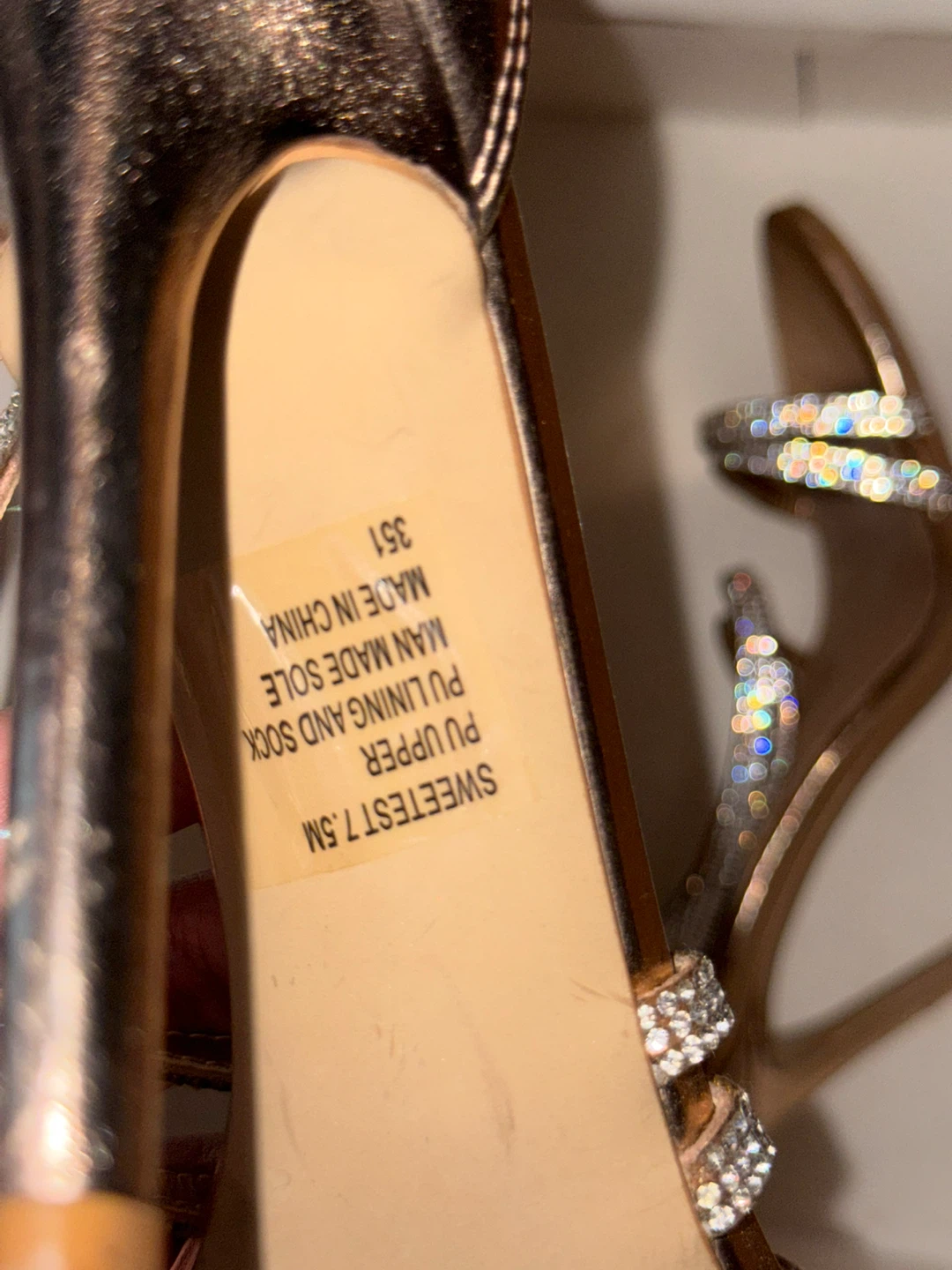 Steve Madden "Sweetest" Rose Gold Rhinestone Heels Size 7.5 - photo 4