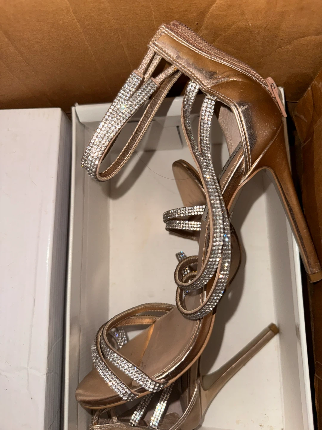 Steve Madden "Sweetest" Rose Gold Rhinestone Heels Size 7.5 - photo 3