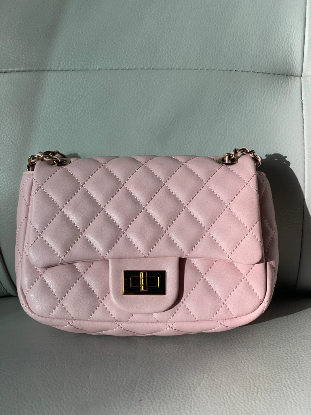 Pink Quilted Chain Shoulder Bag