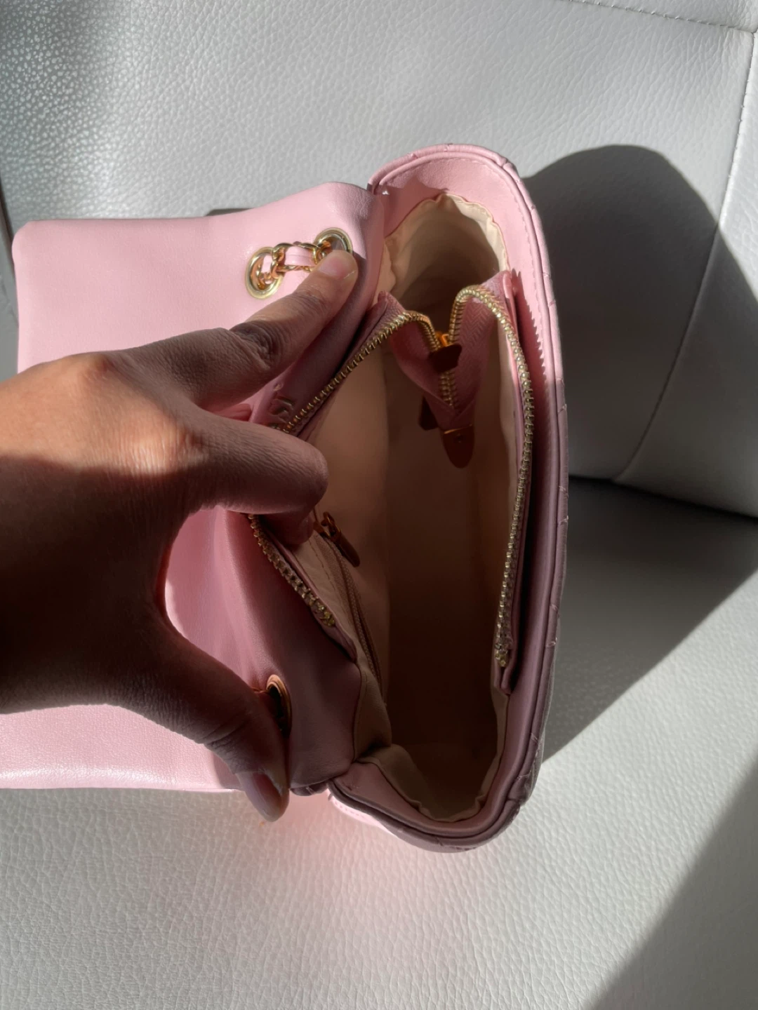 Pink Quilted Chain Shoulder Bag - photo 5