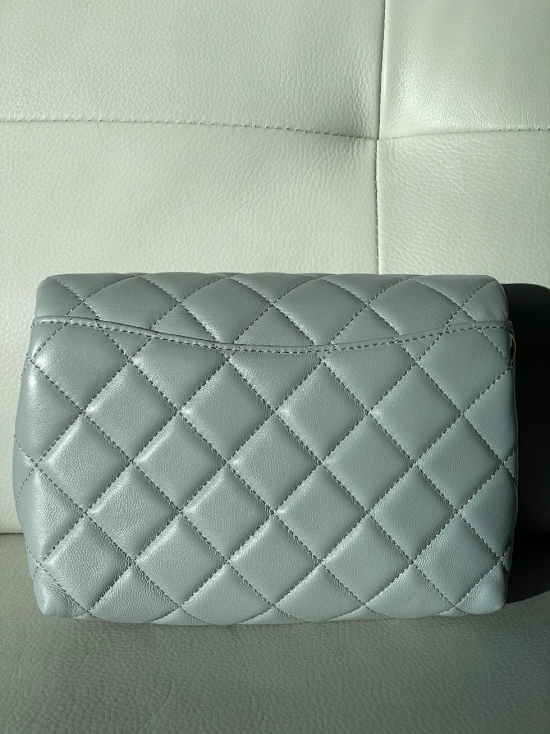 Light Grey Quilted Crossbody Bag with Gold Chain - photo 2