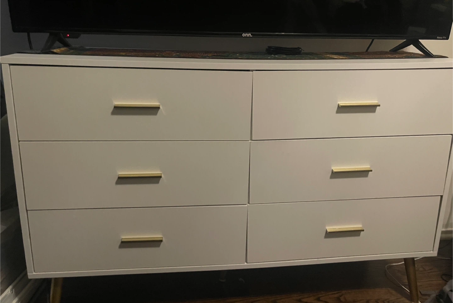 White 6-Drawer Dresser with Gold Legs - photo 2