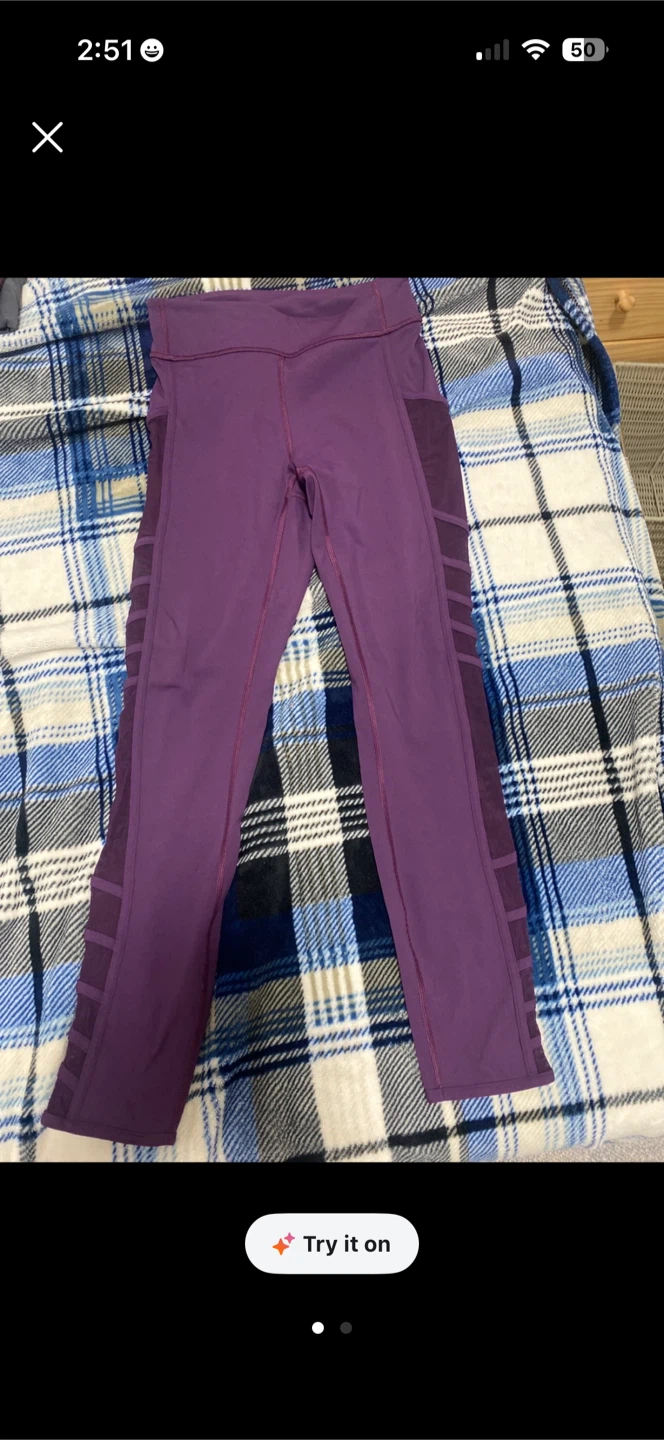 Lululemon Purple Leggings with Mesh Detail