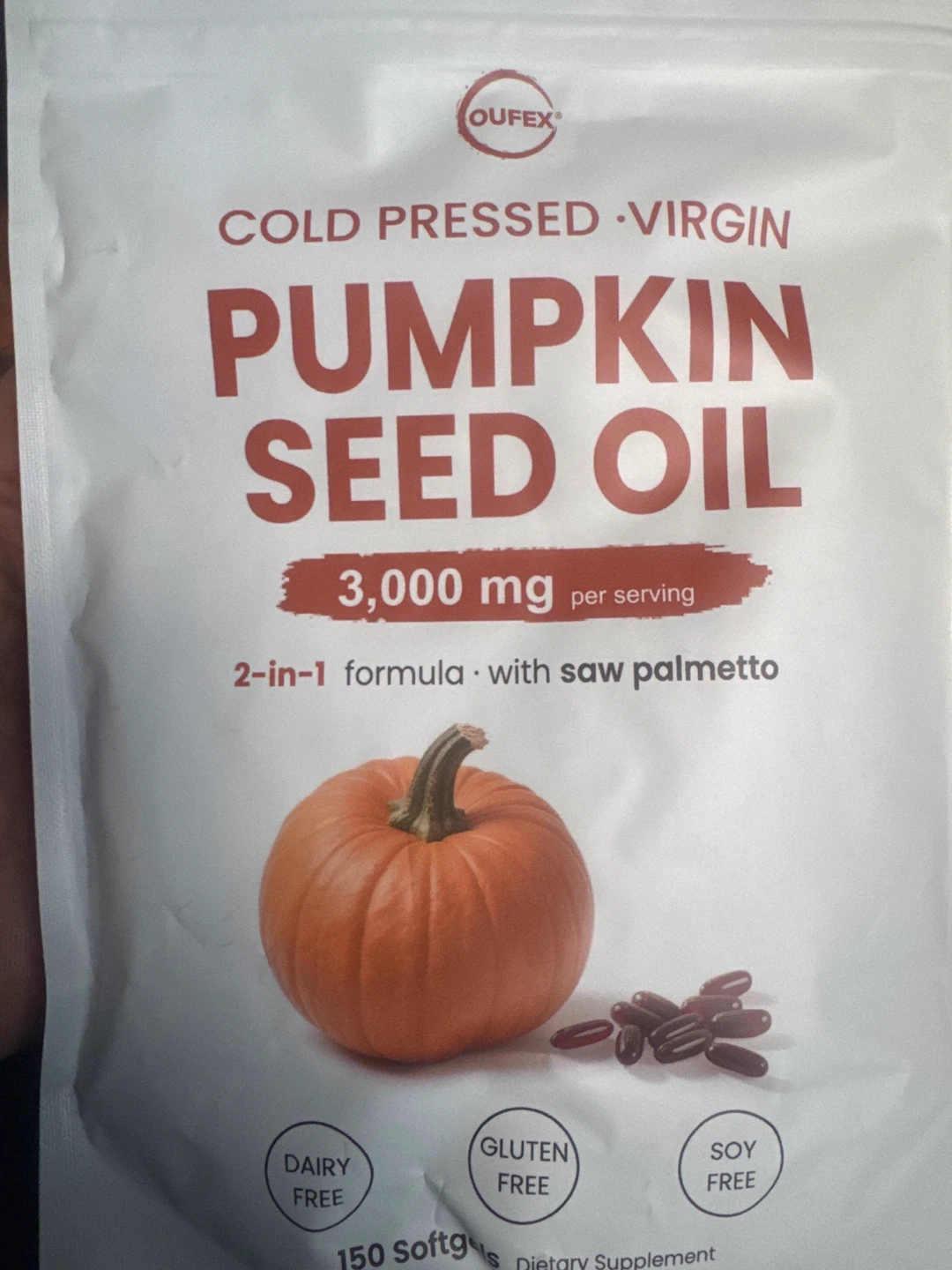 Oufex Virgin Pumpkin Seed Oil with Saw Palmetto - 150 Softgels