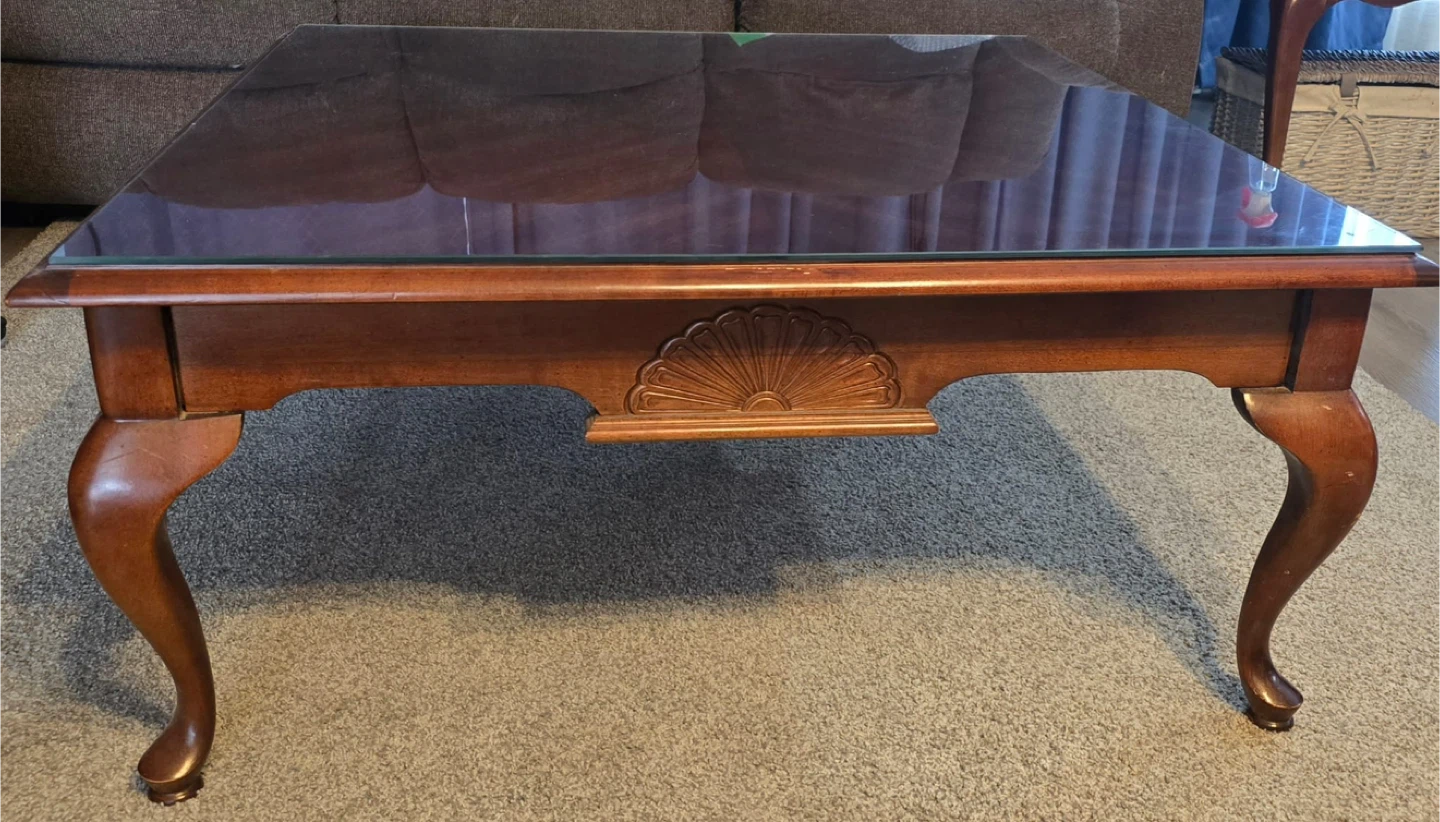 Wooden Coffee Table and side tables with Glass Top - photo 4