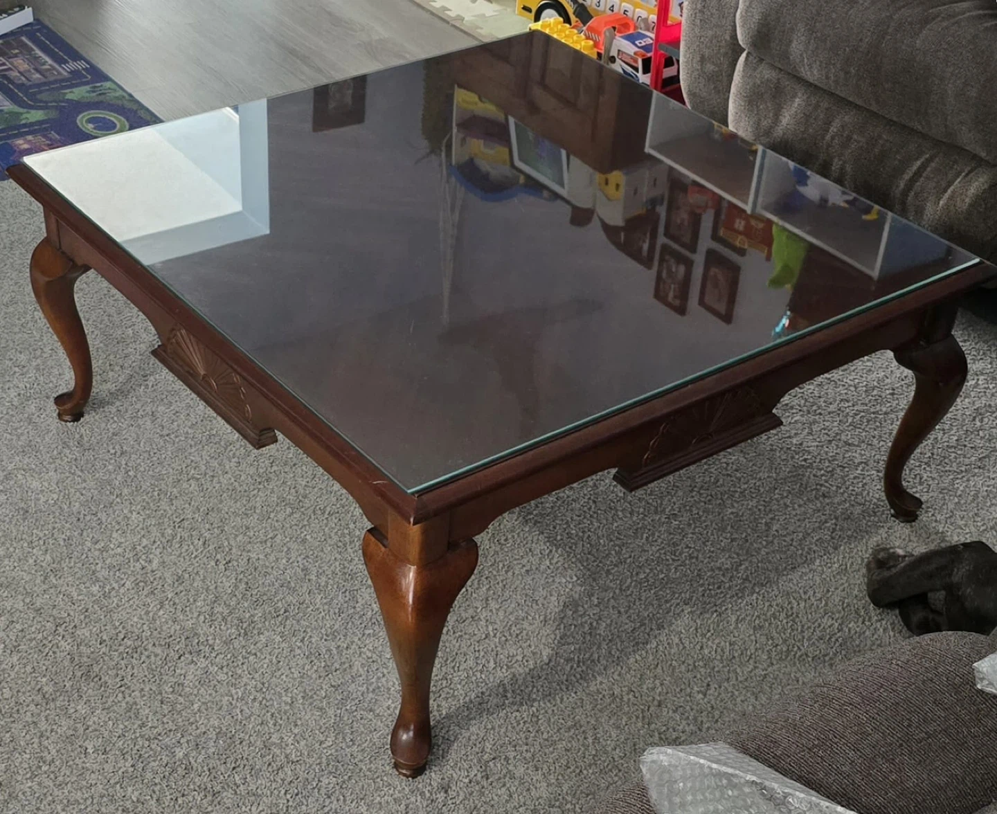 Wooden Coffee Table and side tables with Glass Top